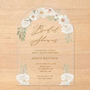 Invitations En Acrylique Élégante ivoire floral nuptiale acrylique invitati