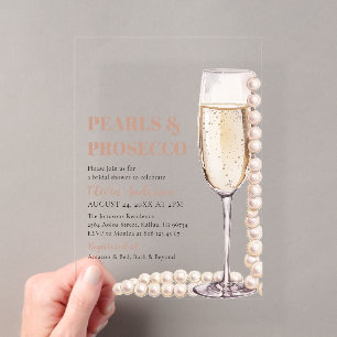 Invitations En Acrylique Élégante Mariage sous le signe des Perles Modernes
