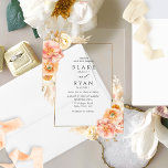 Invitations En Acrylique Elégante Pêche, crème et Mariage floral jaune<br><div class="desc">Créez une première impression inoubliable avec ce magnifique faire-part de mariage acrylique, conçu pour capturer la beauté de votre journée spéciale. Doté d'un cadre en feuille d'or imitant avec de délicats détails flornés d'aquarelles peintes à la main, cet invitation est orné de fleurs douces dans les tons pêche, champagne, rose...</div>