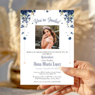 Invitations En Acrylique Élégante Photo Florale Mis Quince Quinceañera 15èm