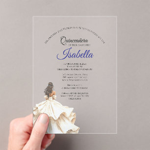 Invitations En Acrylique Elégante Quinceanera 15e Anniversaire