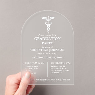 Invitations En Acrylique Élégante typographie Ecole Médicale Graduation