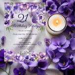 Invitations En Acrylique Élégante Violette violette Florale 21e fête d'anni<br><div class="desc">Design floral violet élégant "21st Birthday Party" avec un haut et un fond floral de violettes aux accents d'étoile blanche.</div>