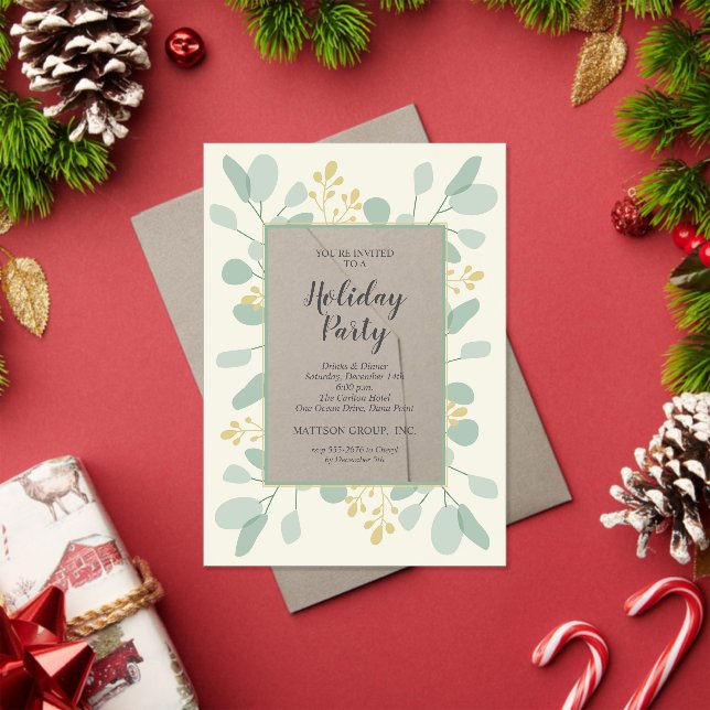 Invitations En Acrylique Élégantes fêtes de Noël d'eucalyptus (Insitu (vacances))
