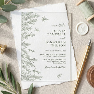Invitations En Acrylique Élégantes feuilles vert sauge botanique pour maria