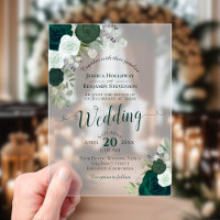 Élégantes Roses Vert Émeraude Aquarelle Mariage