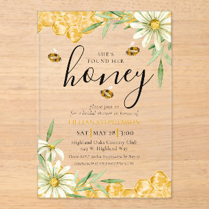 Invitations En Acrylique Elle a trouvé sa Baby Shower sur le thème de l'abe