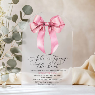 Invitations En Acrylique Elle attache le noeud Pink Bow Bridal shower Arch