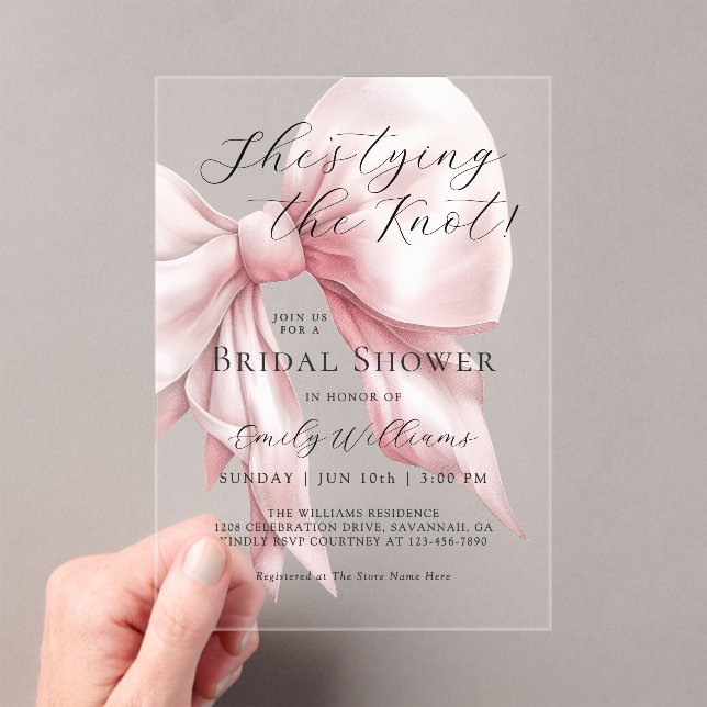 Invitations En Acrylique Elle est en train de nouer la Fête des mariées de  (In situ (ordinateur de poche))