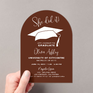 Invitations En Acrylique Elle L'A Fait Burgundy