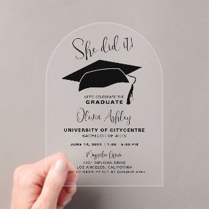 Invitations En Acrylique Elle L'A Fait Élégant Diplôme