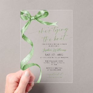Invitations En Acrylique Elle noue la Fête des mariées de la ceinture verte