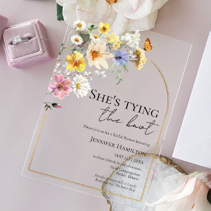 Invitations En Acrylique Elle noue le noeud FÊTE DES MARIÉES FLEUR SAUVAG