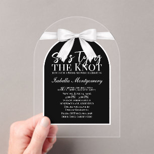 Invitations En Acrylique Elle Noue le Nœud Palette Blanche Ruban