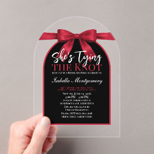 Invitations En Acrylique Elle noue le nœud rouge de la palette