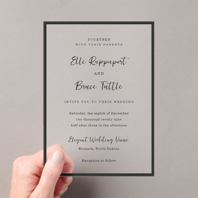 Invitations En Acrylique Elle Simple Mariage moderne (In situ (ordinateur de poche))