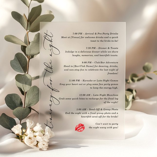 Invitations En Acrylique Embrasse l'Itinéraire Miss Adieu pour la nuit (Créateur téléchargé)