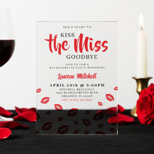 Invitations En Acrylique Embrasser la demoiselle d'adieu Fête de Bacheloret