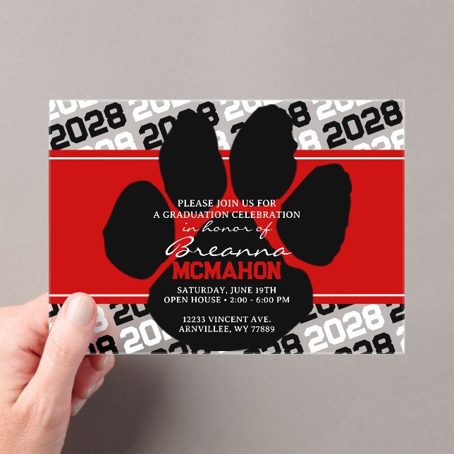 Invitations En Acrylique Empreinte rouge et noire - Gravée (In situ (ordinateur de poche))