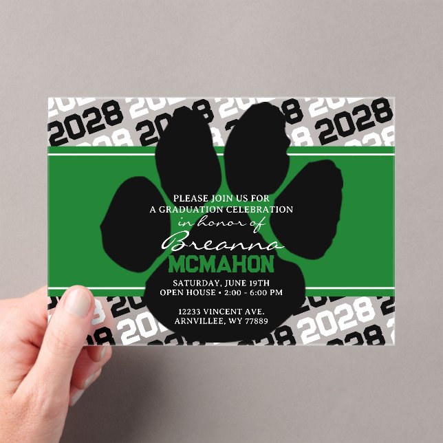 Invitations En Acrylique Empreinte verte et noire de graduation givrée (In situ (ordinateur de poche))