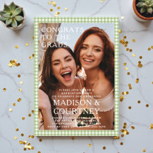 En vichy Vert moderne Photo Graduation Party