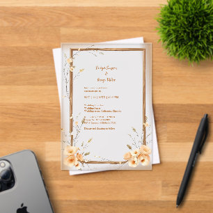 Invitations En Acrylique Encadrement d'aquarelle florale de la Pêche d'auto
