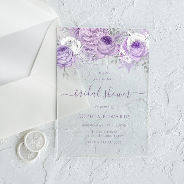Invitations En Acrylique Enchanted Lavender Bridal Shower (Créateur téléchargé)