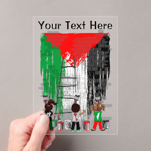 Invitations En Acrylique Enfants de Gaza peignant le drapeau de la Palestin