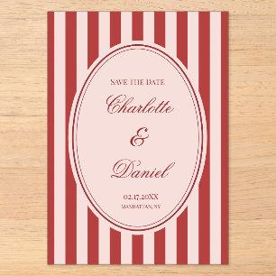 Invitations En Acrylique Enregistrer la bande de date personnalisée chartre
