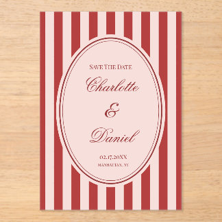 Invitations En Acrylique Enregistrer la bande de date personnalisée chartre