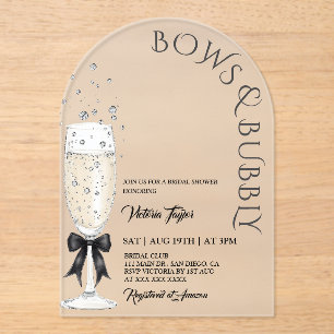 Invitations En Acrylique Enterrement de vie de jeune fille avec champagne p
