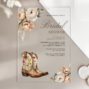 Invitations En Acrylique Enterrement de vie de jeune fille Boots Western Co