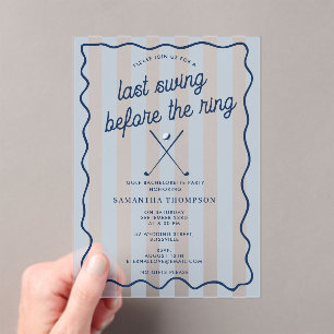 Invitations En Acrylique Enterrement de vie de jeune fille Golf Bach Rayure