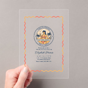 Invitations En Acrylique Enterrement de vie de jeune fille Preppy Coastal T