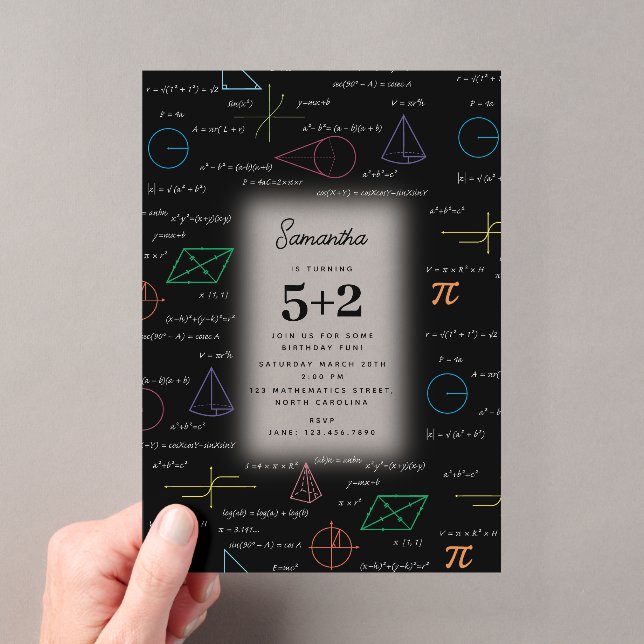 Invitations En Acrylique Équations de mathématiques Formules de maths Anniv (In situ (ordinateur de poche))
