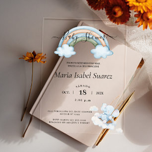 Invitations En Acrylique Espagnol Baby shower Arachide Neutre genre
