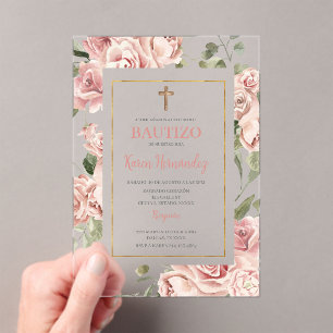 Invitations En Acrylique Espagnol Baptême Girl