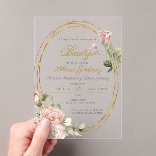 Invitations En Acrylique Espagnol Baptême Girl