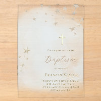 étoiles beiges sur nuage bleu pastel | Baptême