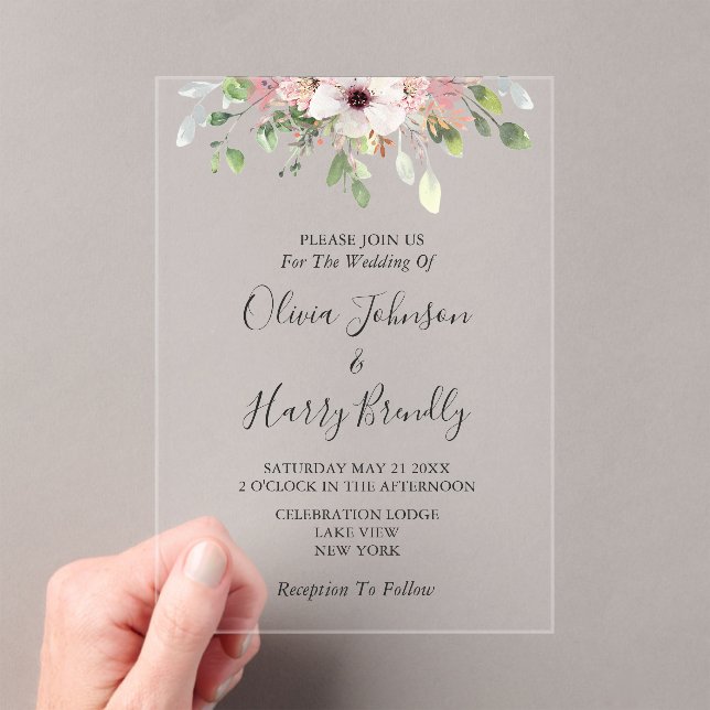 Invitations En Acrylique Eucalyptus Floral Mariage (In situ (ordinateur de poche))