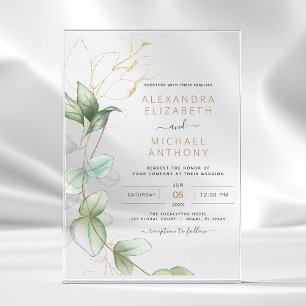 Invitations En Acrylique Eucalyptus Moderne minimaliste Mariage de la feuil