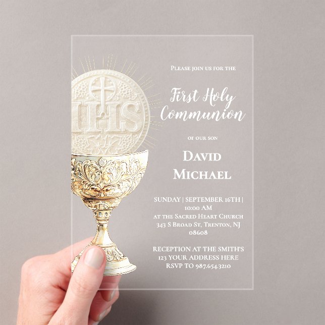 Invitations En Acrylique Eucharist design First Holy Communion (In situ (ordinateur de poche))