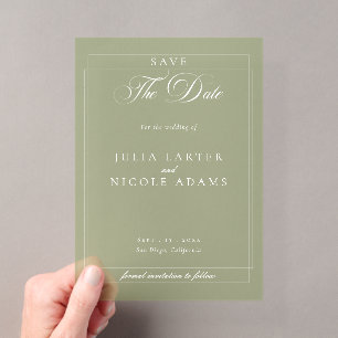 Invitations En Acrylique Événement classique vert calligraphie mariage à re