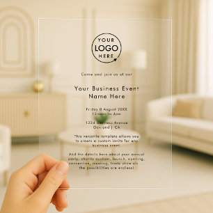 Invitations En Acrylique Événement d'entreprise   Professionnel minimaliste