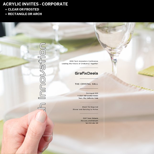 Invitations En Acrylique Événements d'entreprise Acrylic Clear Tech Innovat (Créateur téléchargé)