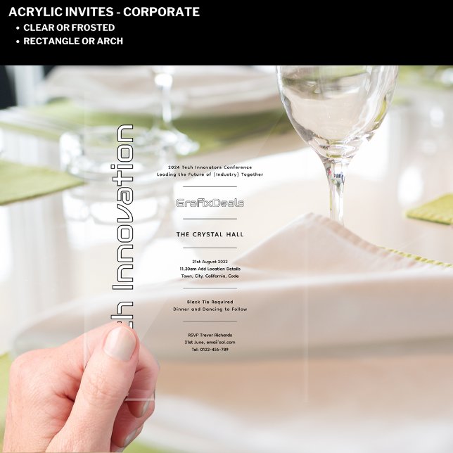 Invitations En Acrylique Événements d'entreprise Acrylic Clear Tech Innovat (Créateur téléchargé)