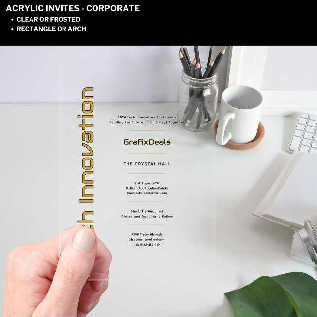 Invitations En Acrylique Événements d'entreprise Acrylique Clear Tech Innov (Créateur téléchargé)