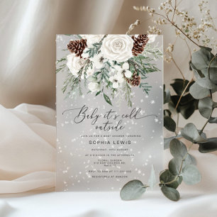 Invitations En Acrylique Evergreen Bébé il fait froid dehors Baby shower