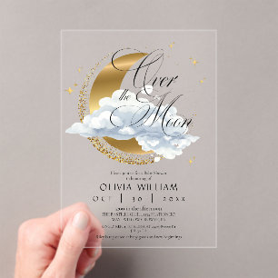 Invitations En Acrylique Faire Baby Shower Céleste Mixte