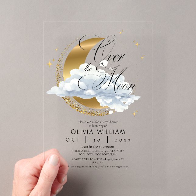 Invitations En Acrylique Faire Baby Shower Céleste Mixte (In situ (ordinateur de poche))